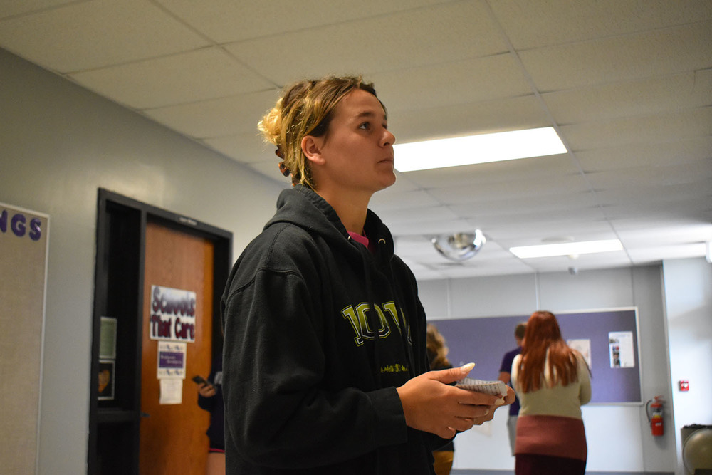 Kayla Bigham preparing for speech.