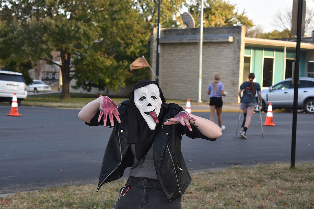 C.W. with mask on at fall fest 